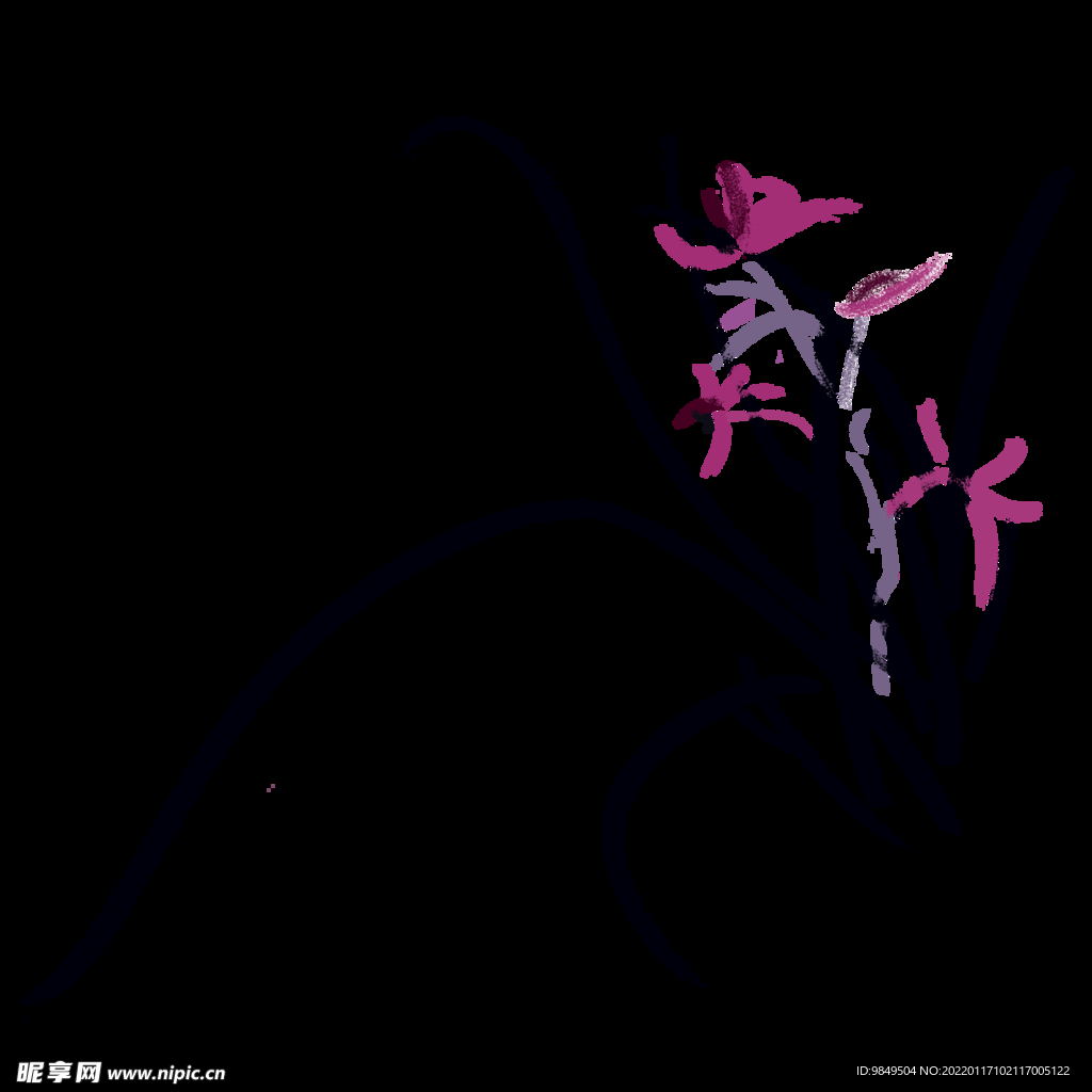  水墨兰花PNG  