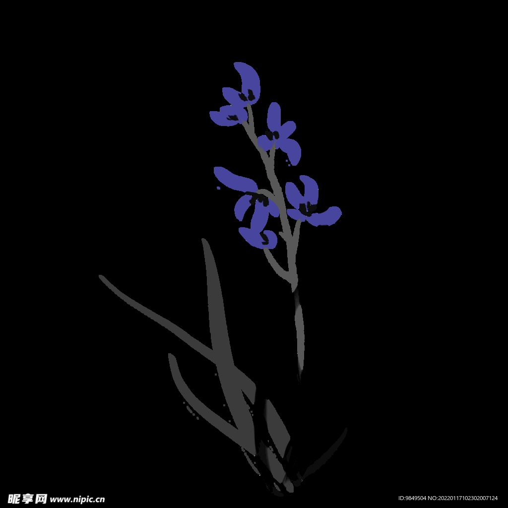  水墨兰花PNG 