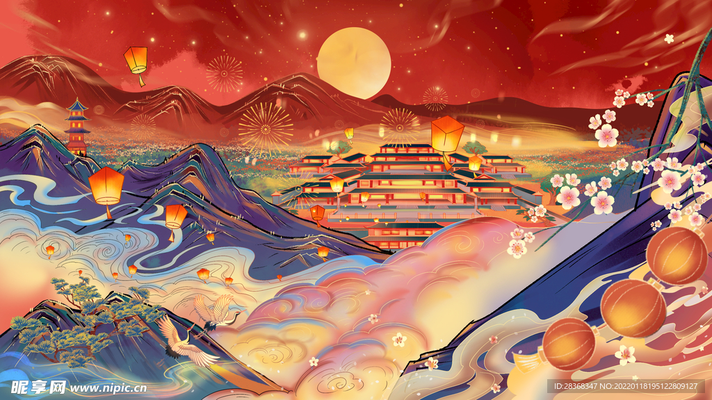国潮海报背景 