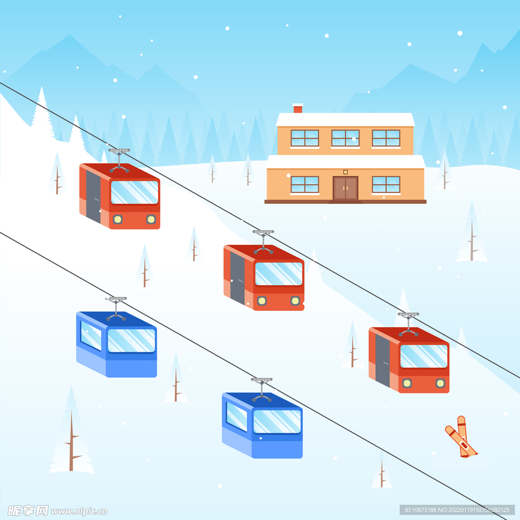 滑雪场缆车背景