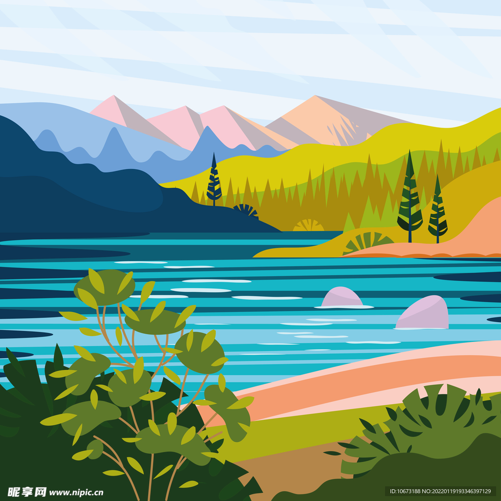 湖泊湖畔背景