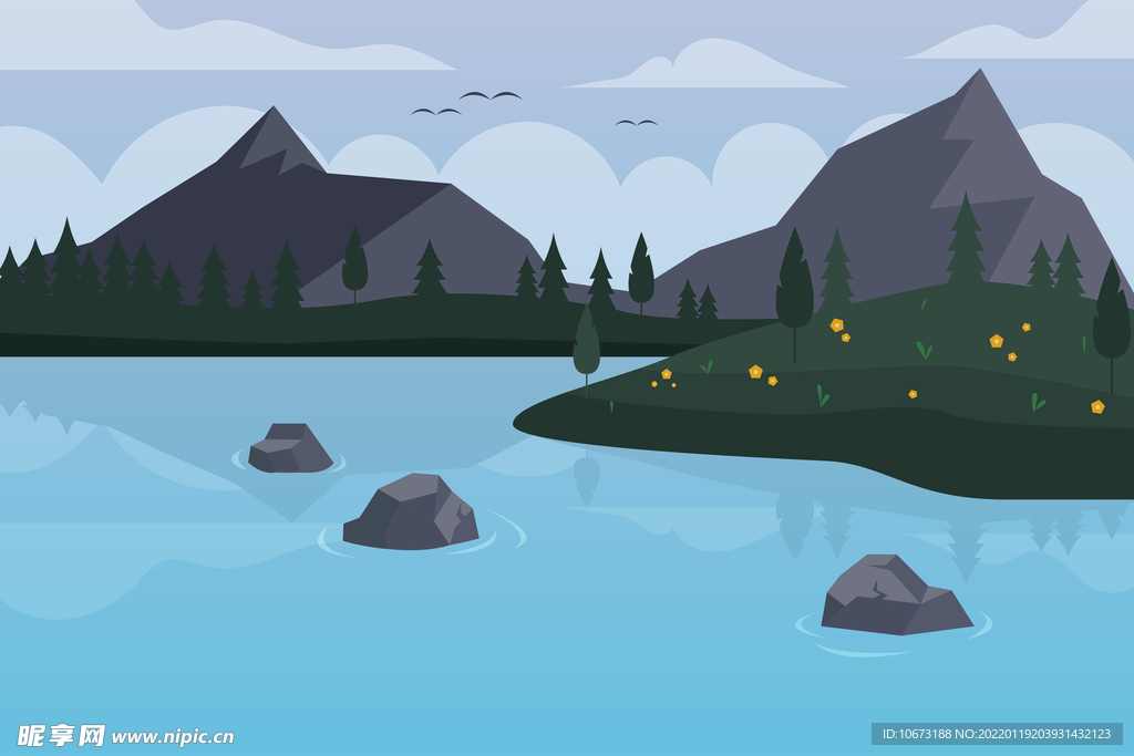 湖泊湖畔背景