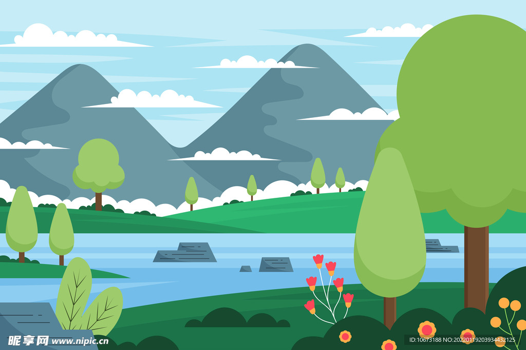 湖泊湖畔背景