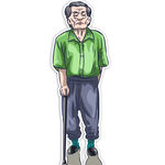 主拐杖的老人老头分层图可编辑