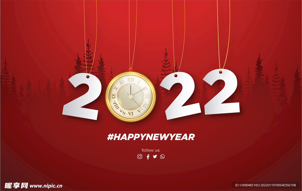 2022 新年 简洁 红色