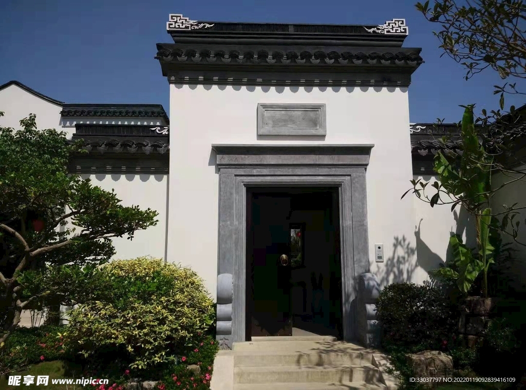徽派建筑 马头墙 庭院 别墅 