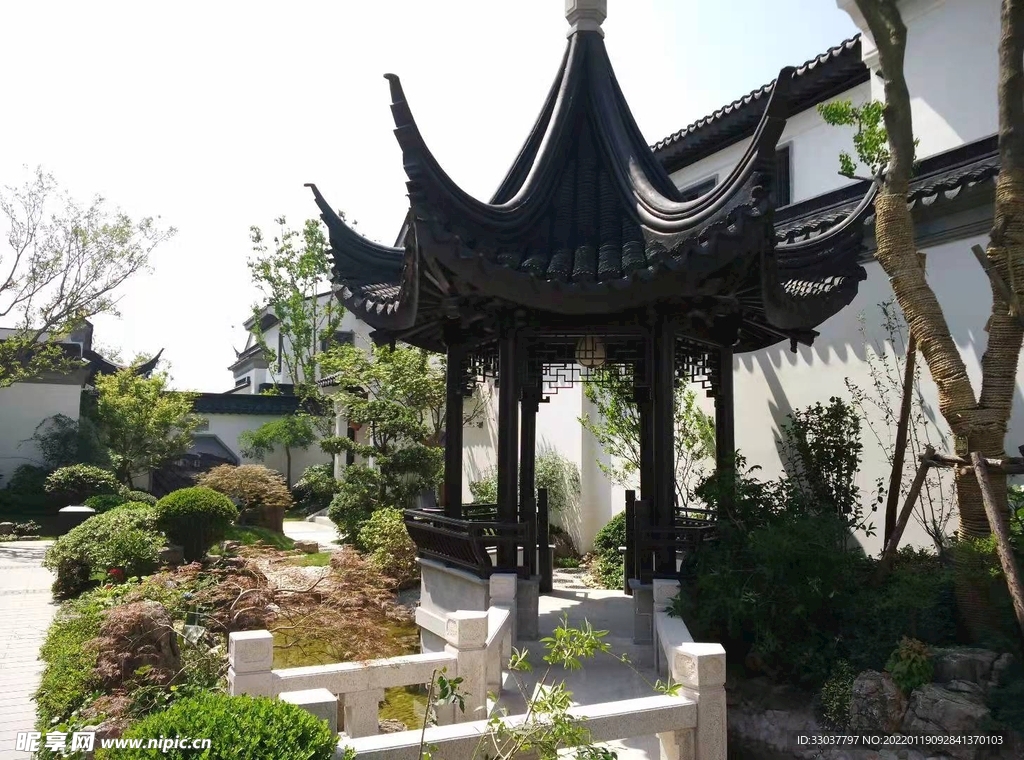 徽派建筑 马头墙 庭院 别墅 