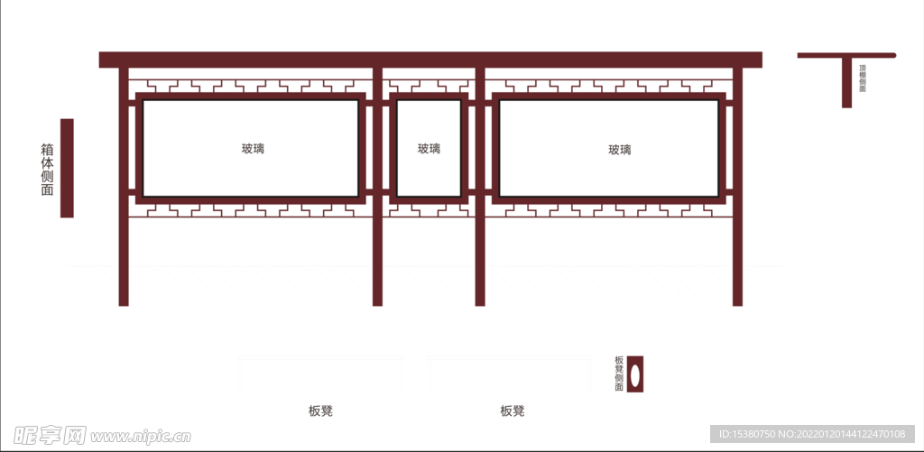 公交站候车亭平面图