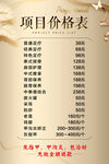 项目价格表