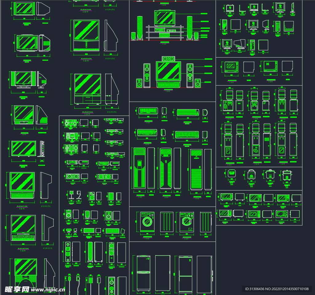 室内电器图块cad