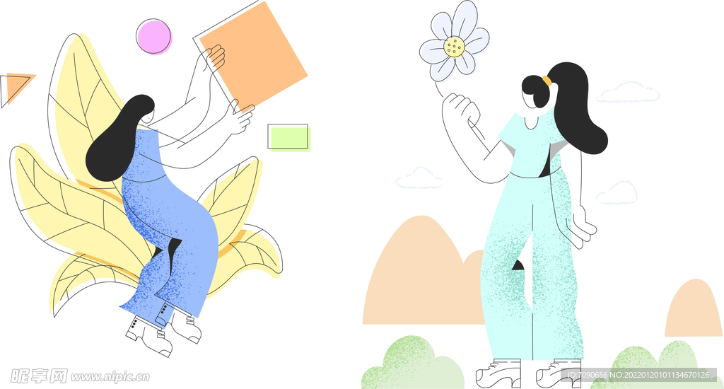 创意抽象人物插画  