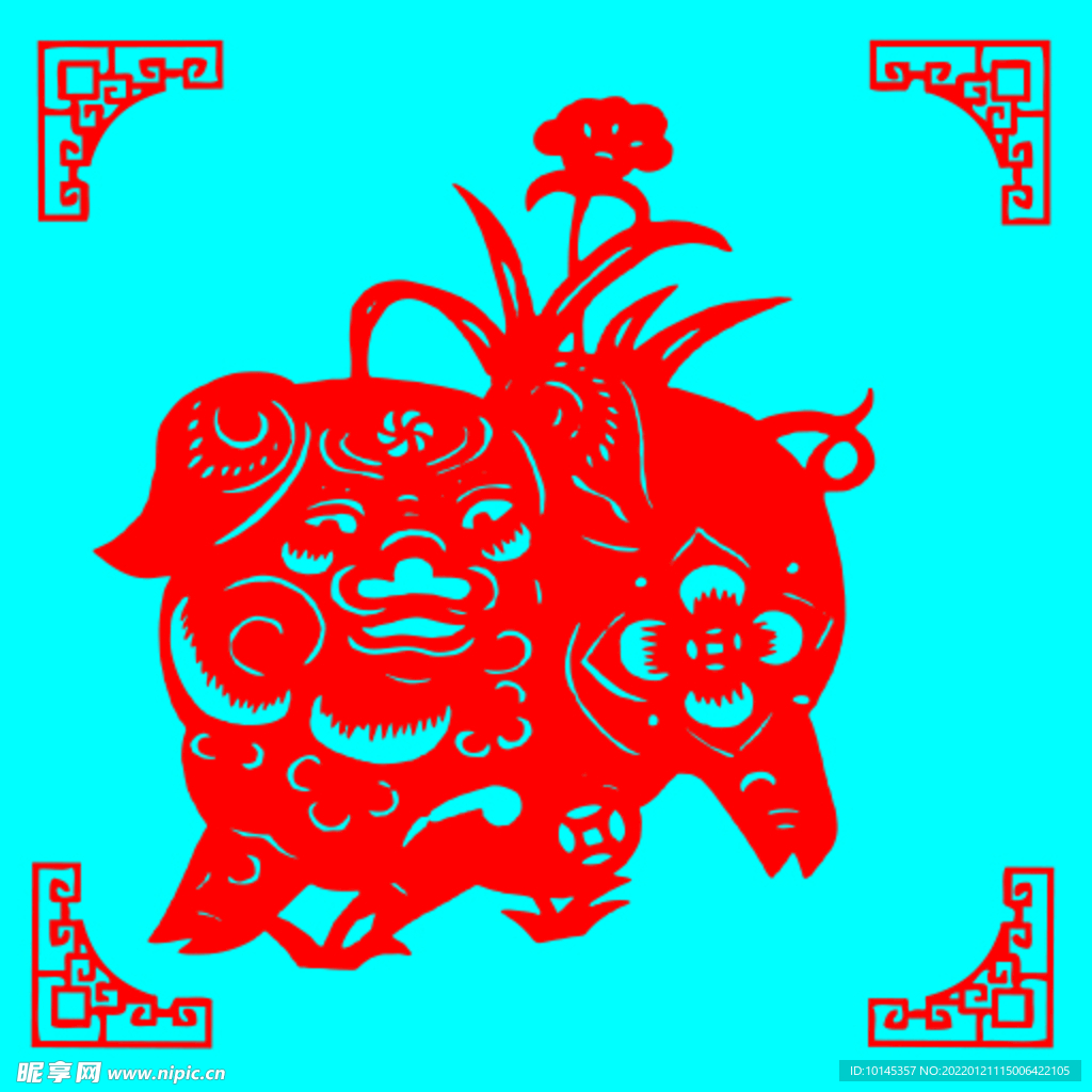 猪剪纸