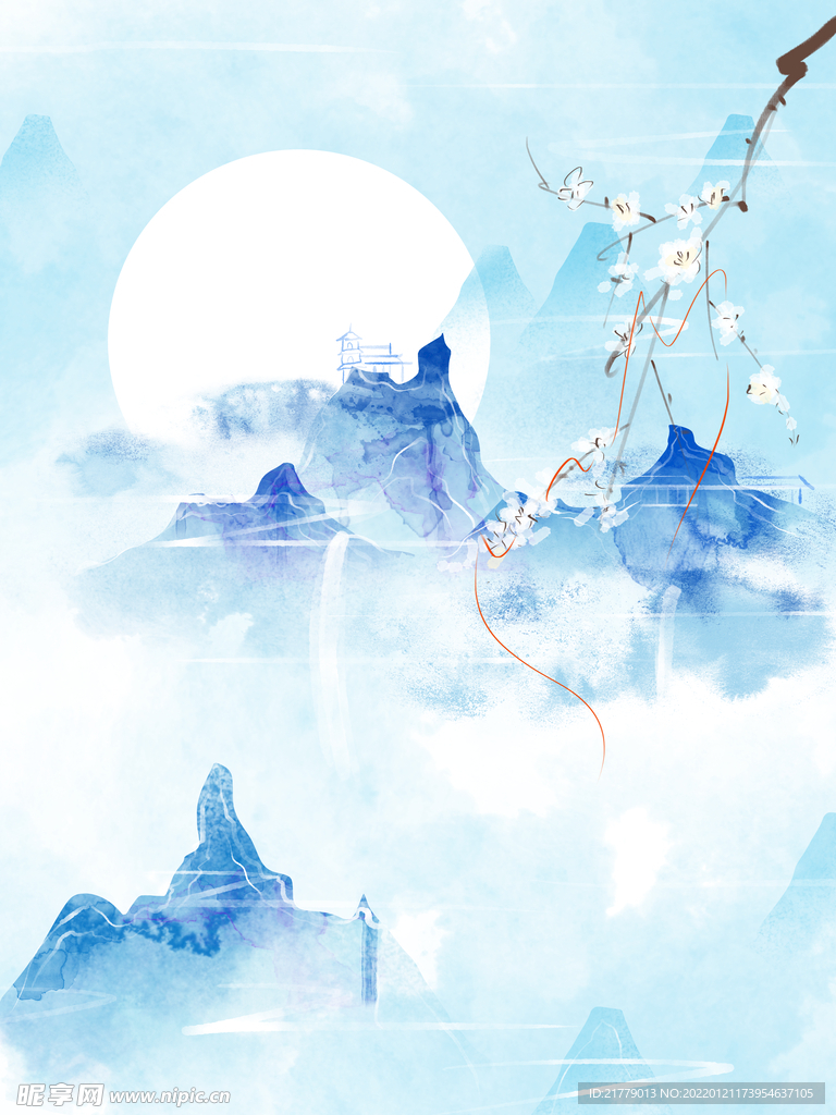  水墨山水画图 