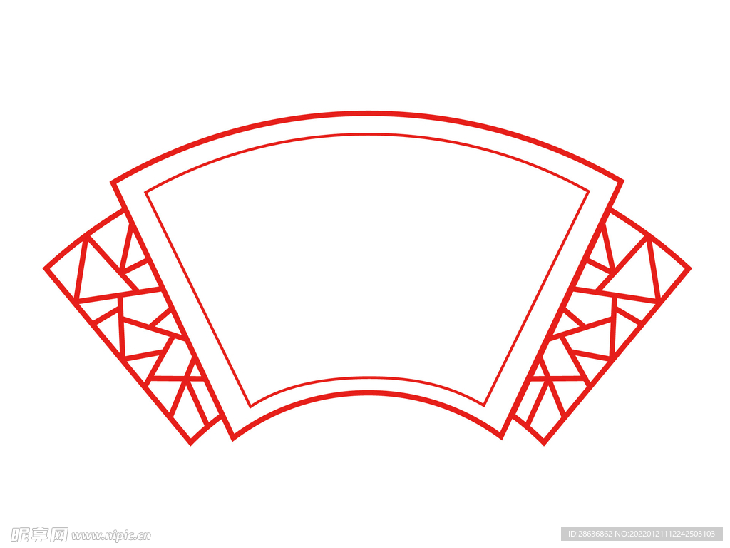 镂空扇形边框PNG素材