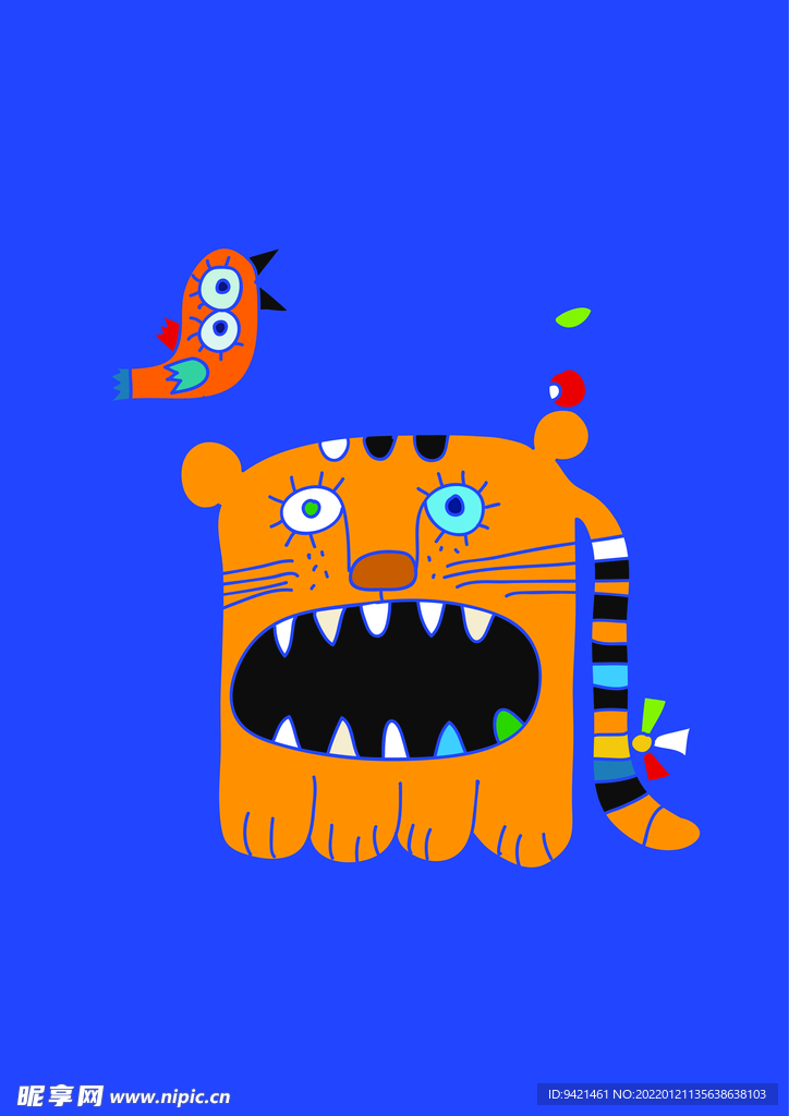 老虎抽象插画