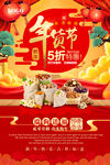狗年喜庆年货盛惠促销海报