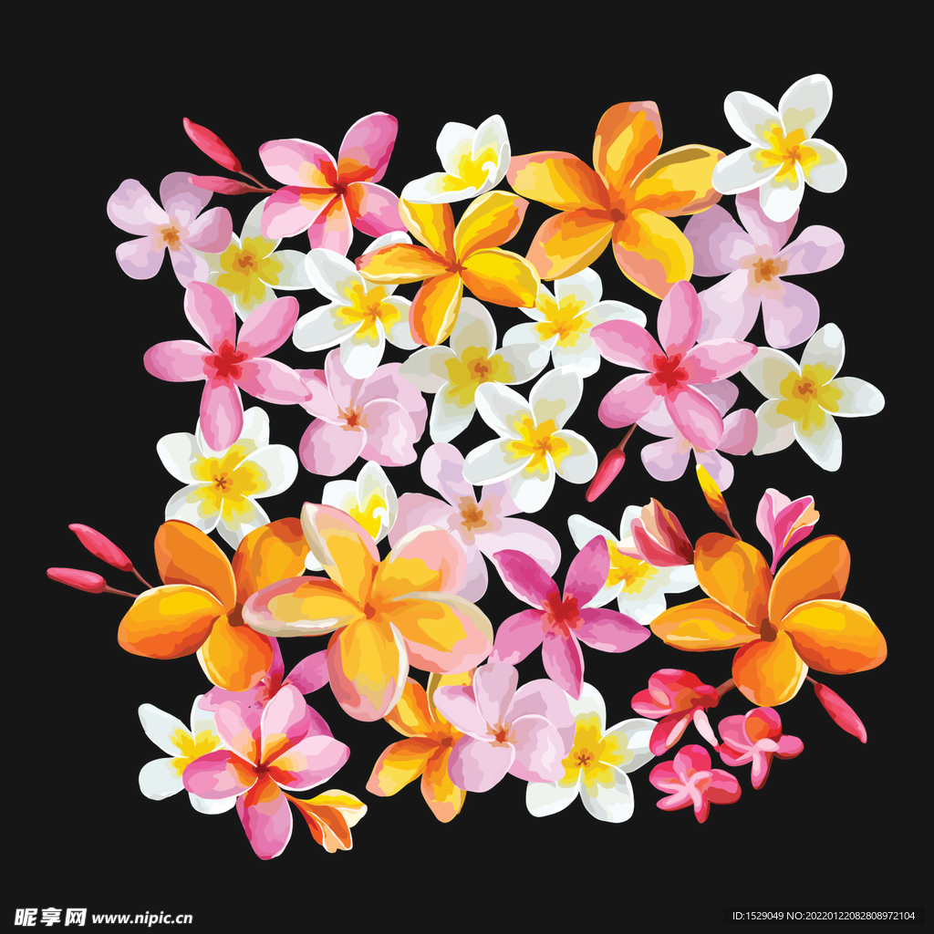 手绘淡彩花朵  