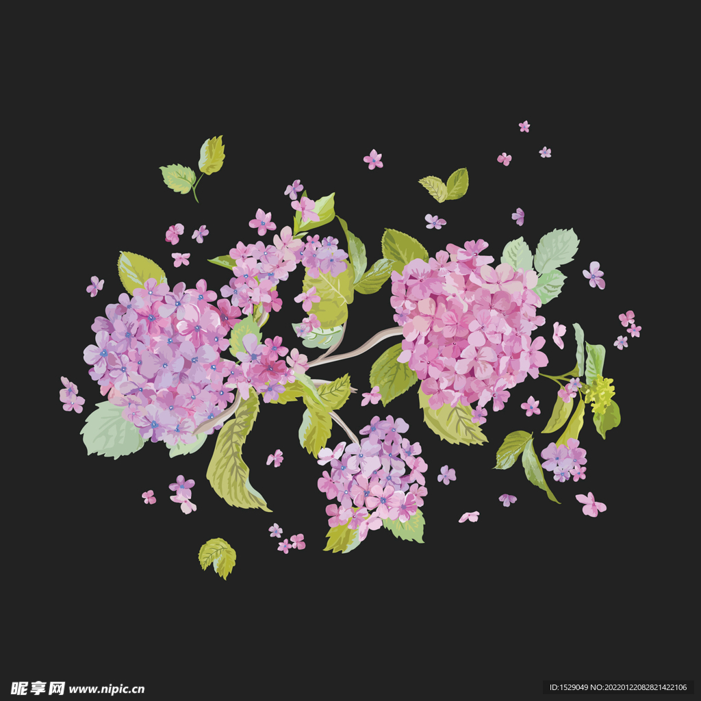 手绘淡彩花朵  