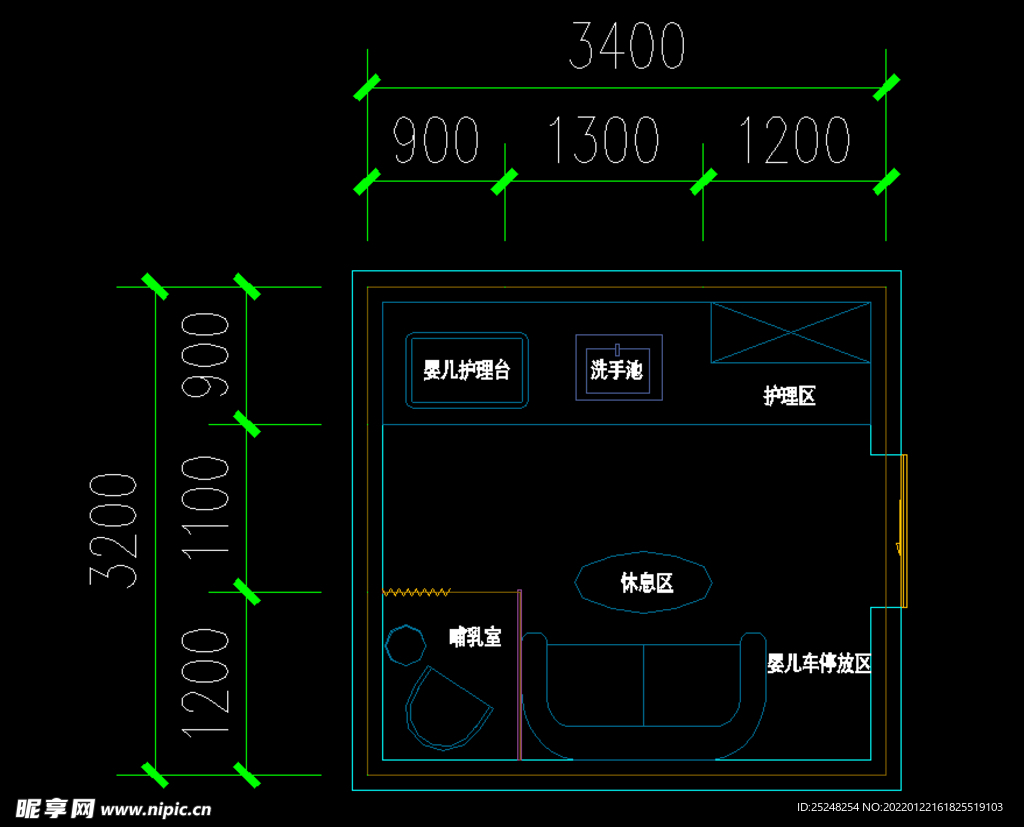 母婴室平面方案设计模板