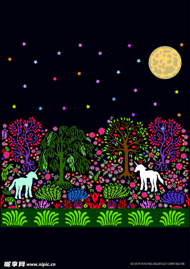色彩插画植物