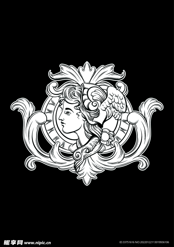 欧式纹样黑白