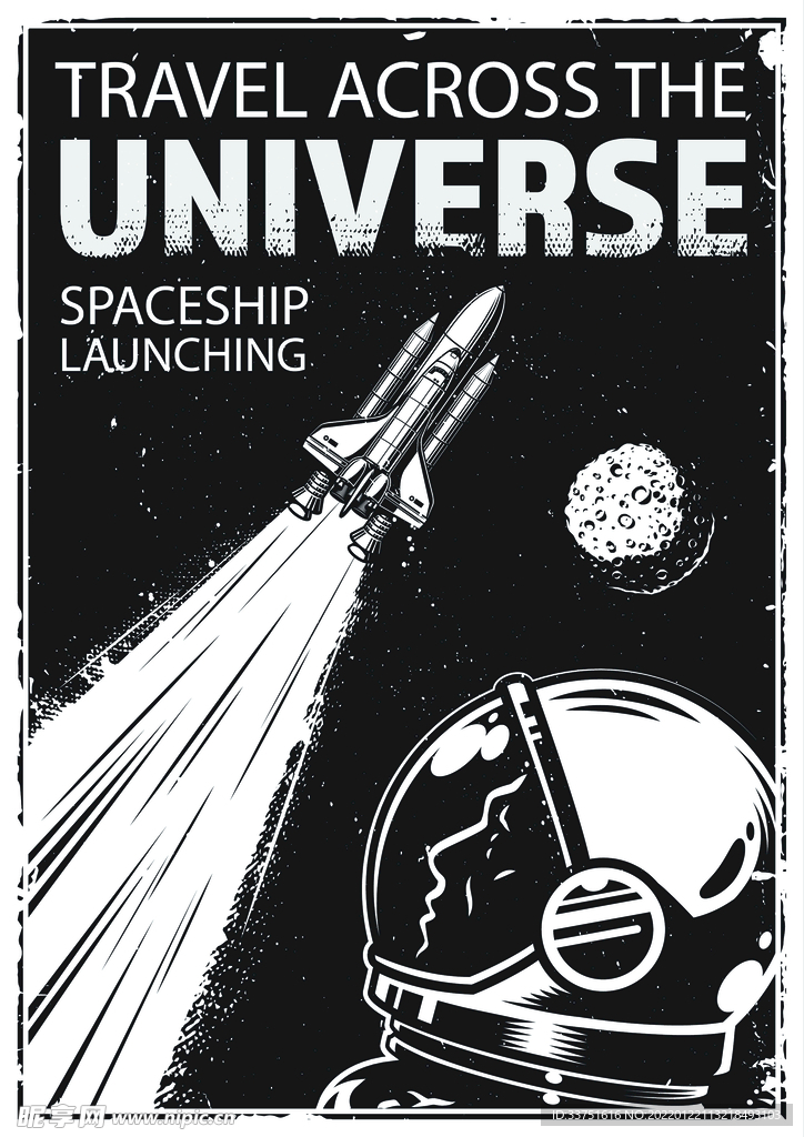 黑白宇宙插画