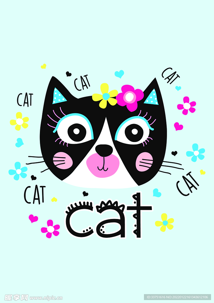 字母卡通猫咪