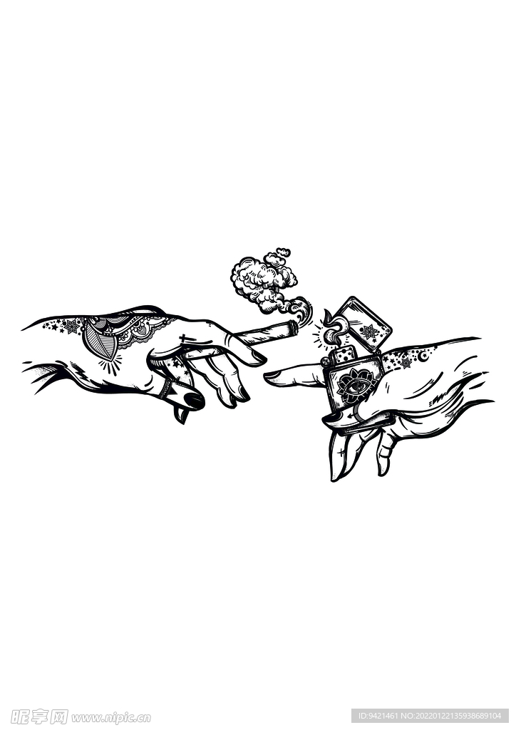 黑白插画手