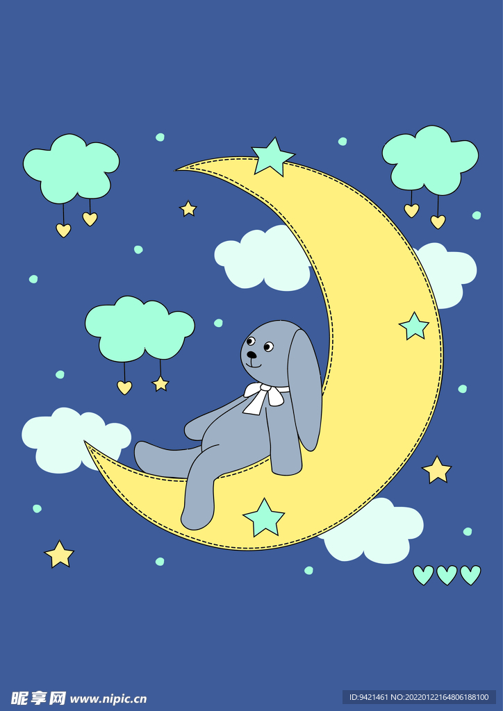 月亮兔子卡通