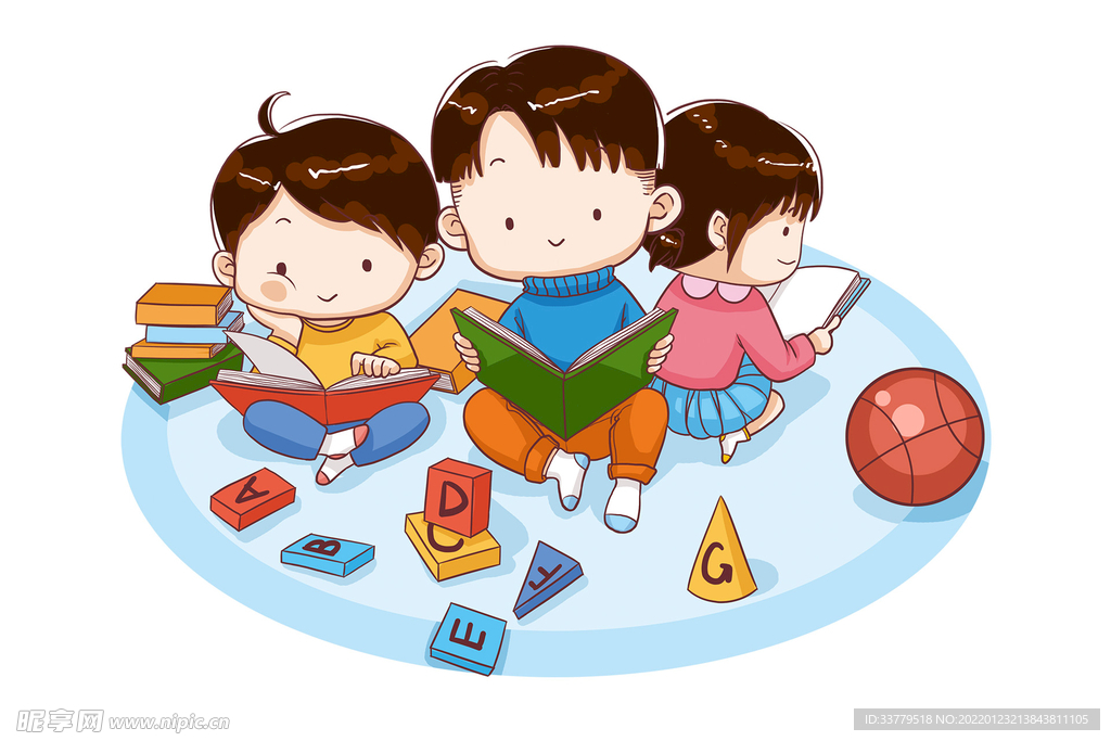 朗诵小人开学季卡通人物儿童读书