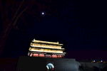 古建筑古城楼城门建筑夜景