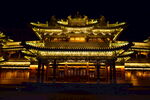 宗教道观亭子道教古建筑夜景