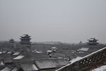 忻州古城古建筑冬天雪景屋顶积雪