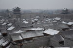 忻州古城古建筑民居雪景屋顶积雪