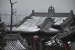 忻州古城古建筑冬天雪景屋顶积雪