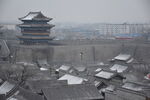 忻州古城城楼城墙古建筑冬天雪景