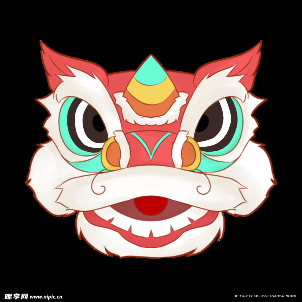 舞狮卡通手绘插画
