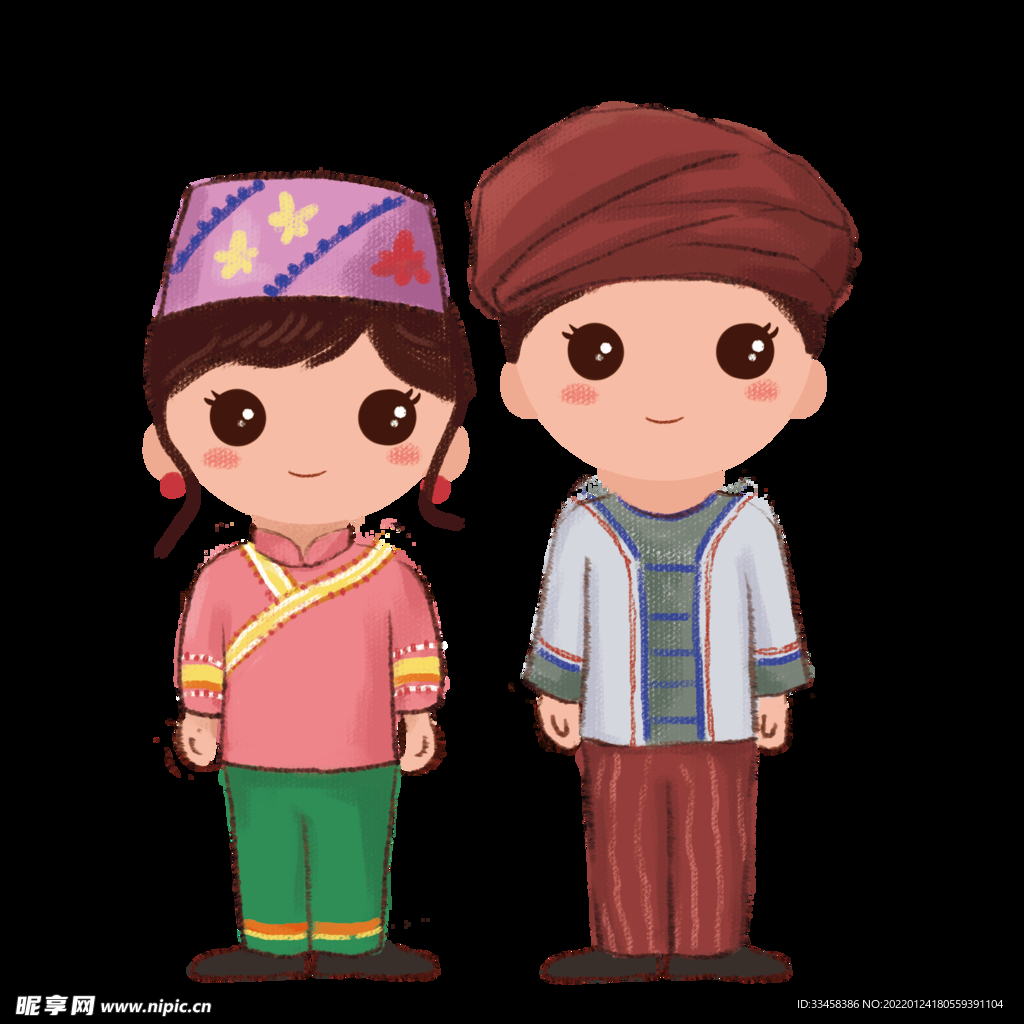 站立的少数民族土家族情侣