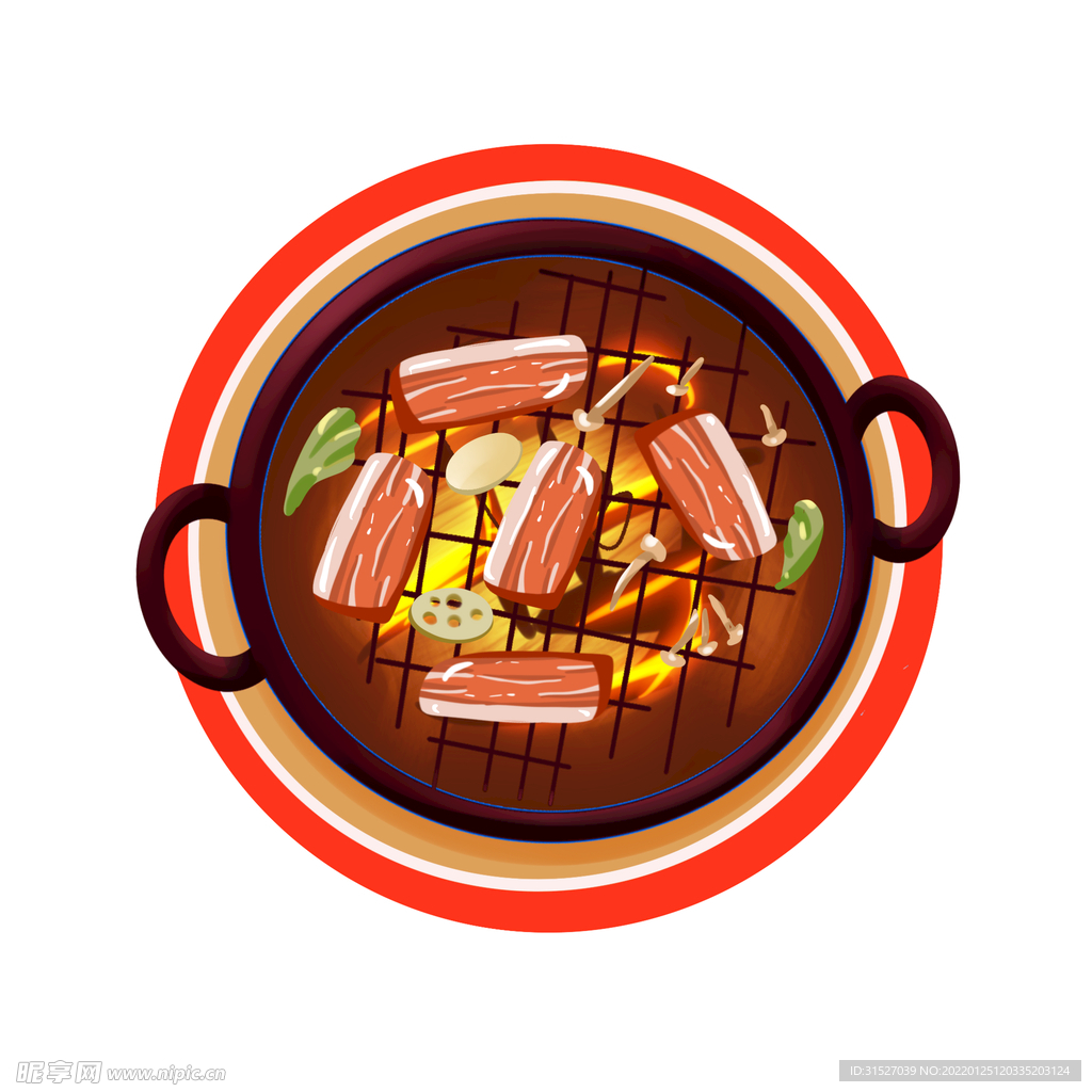 烤肉插画