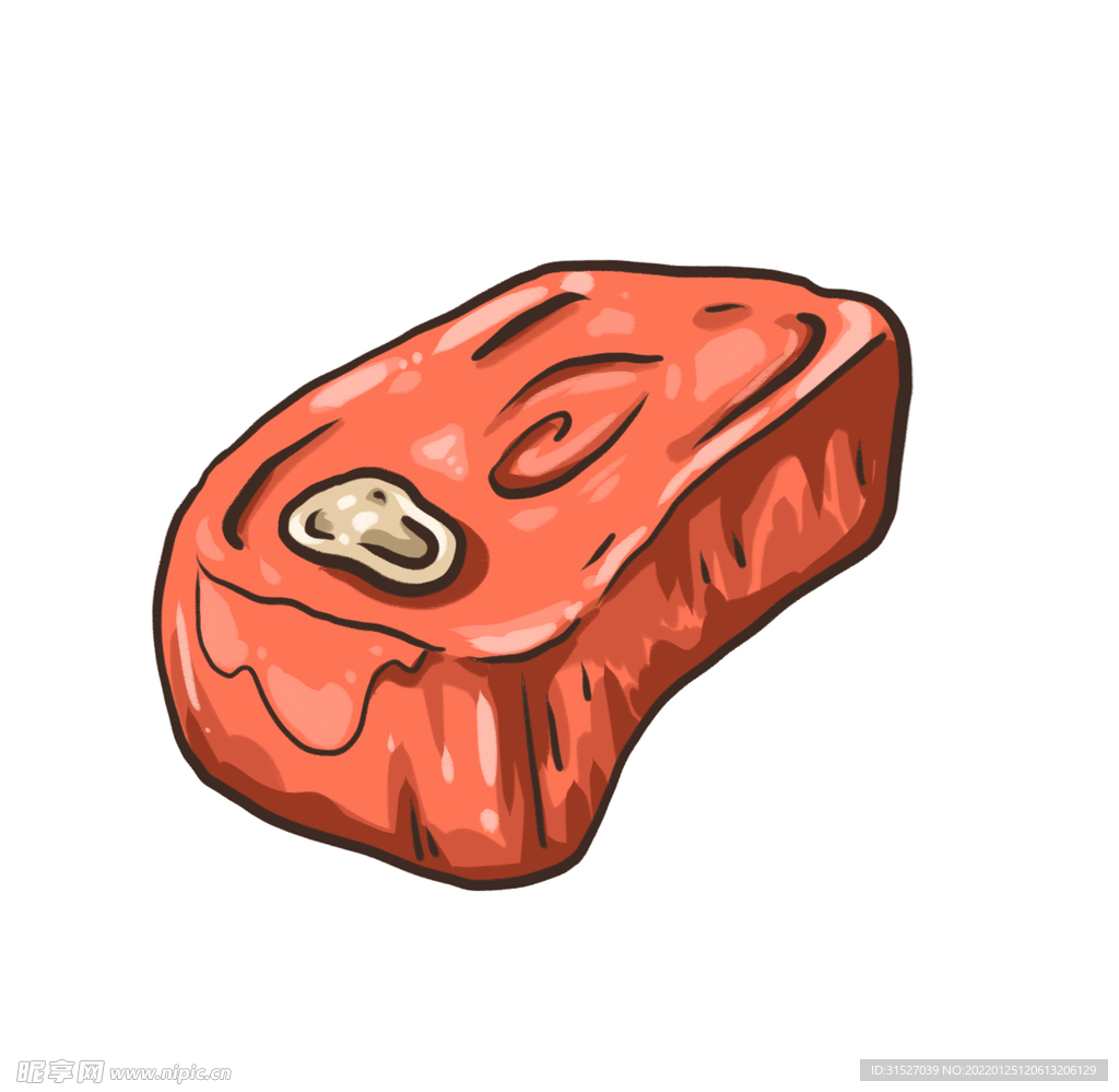 肉排烤肉插画