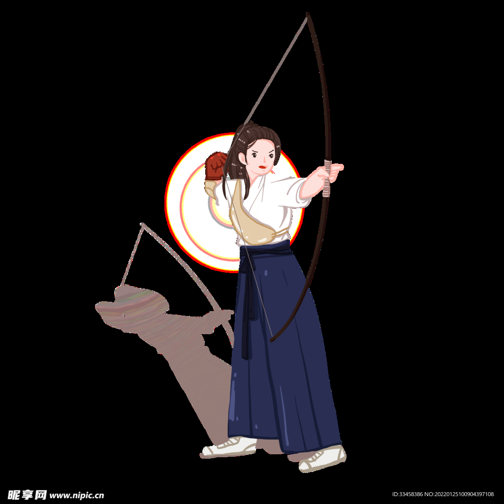 射箭的女性武术人物