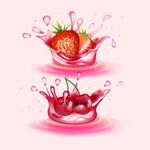 创意新鲜水果溅起的果汁矢量图