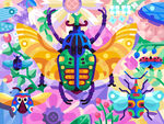五颜六色的昆虫矢量插画