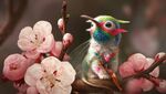 奇异额鸟和花