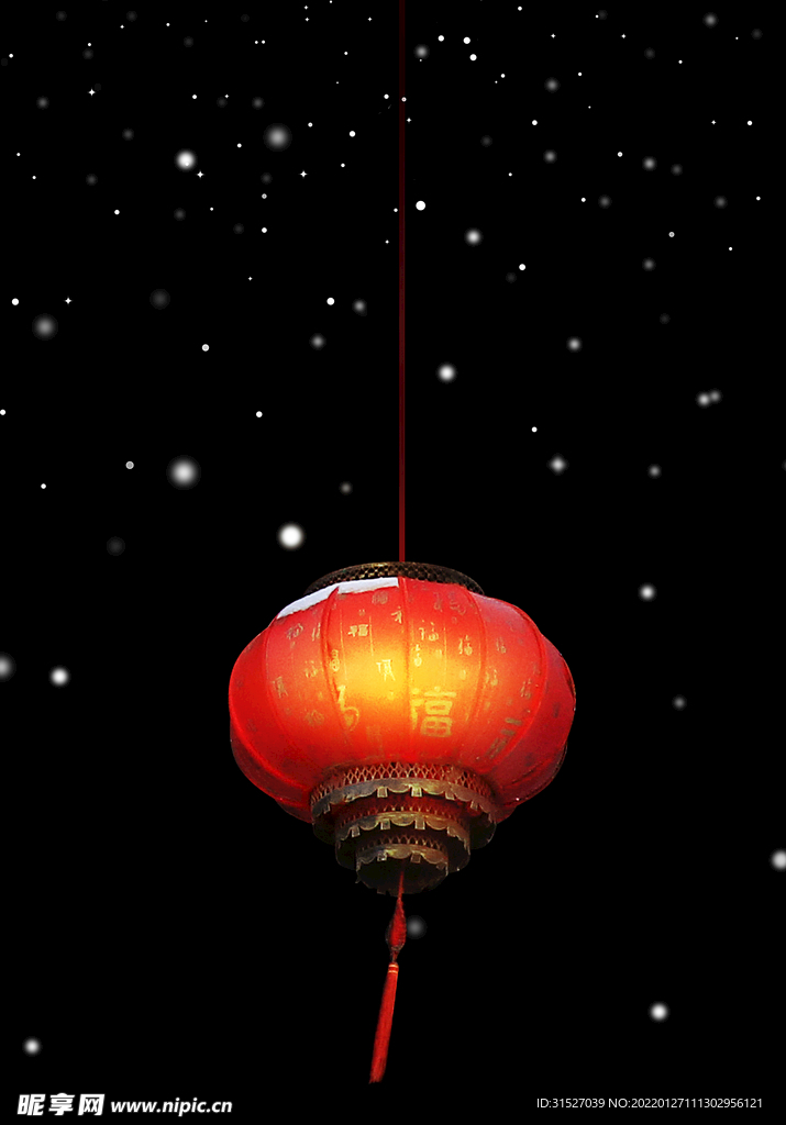 夜空下的红灯笼特写