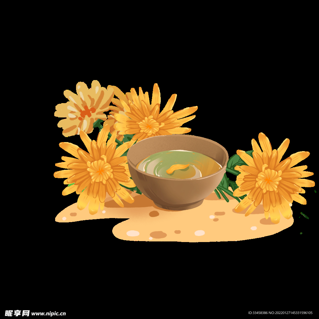 秋季节气菊花和酒组合