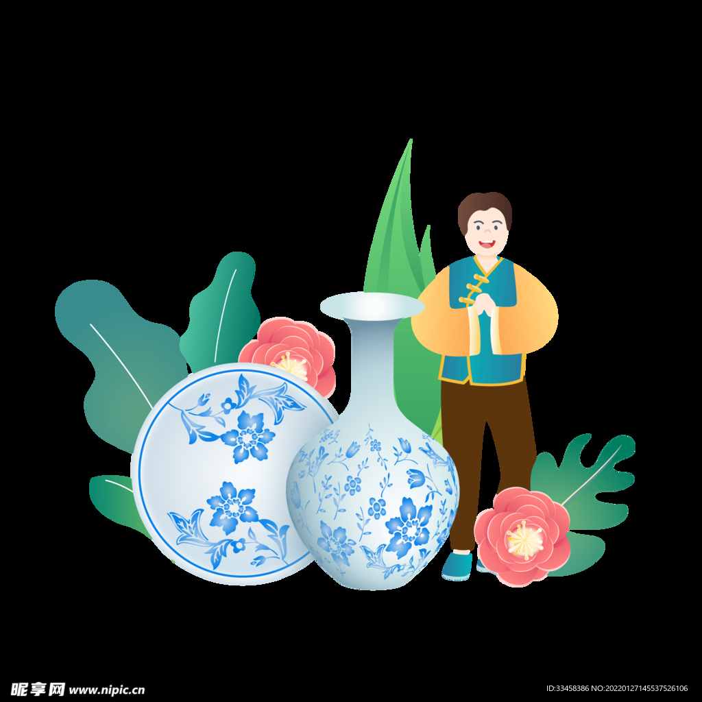 中国风陶瓷传统文化矢量