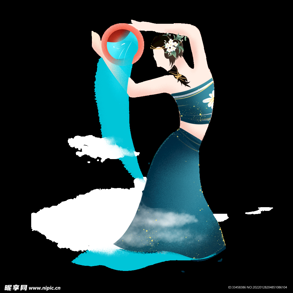 中国风泼水节插画