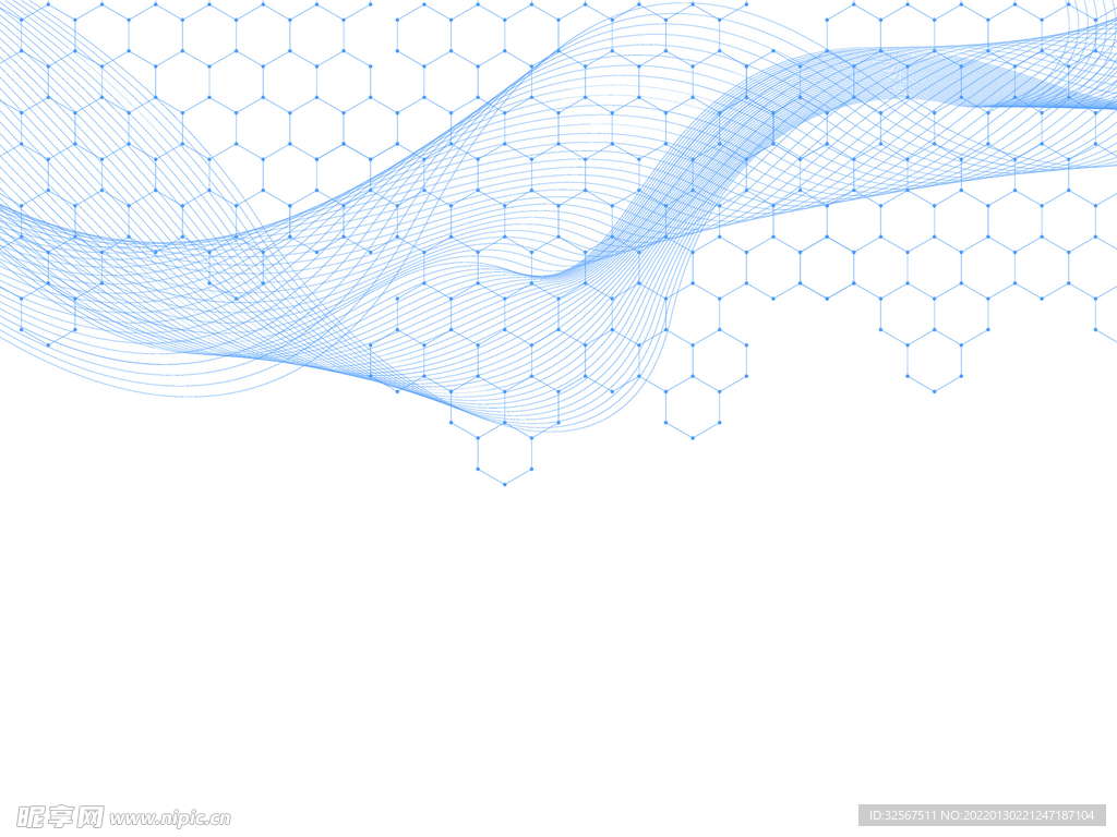 简约科技线条蜂窝网格元素蓝色波
