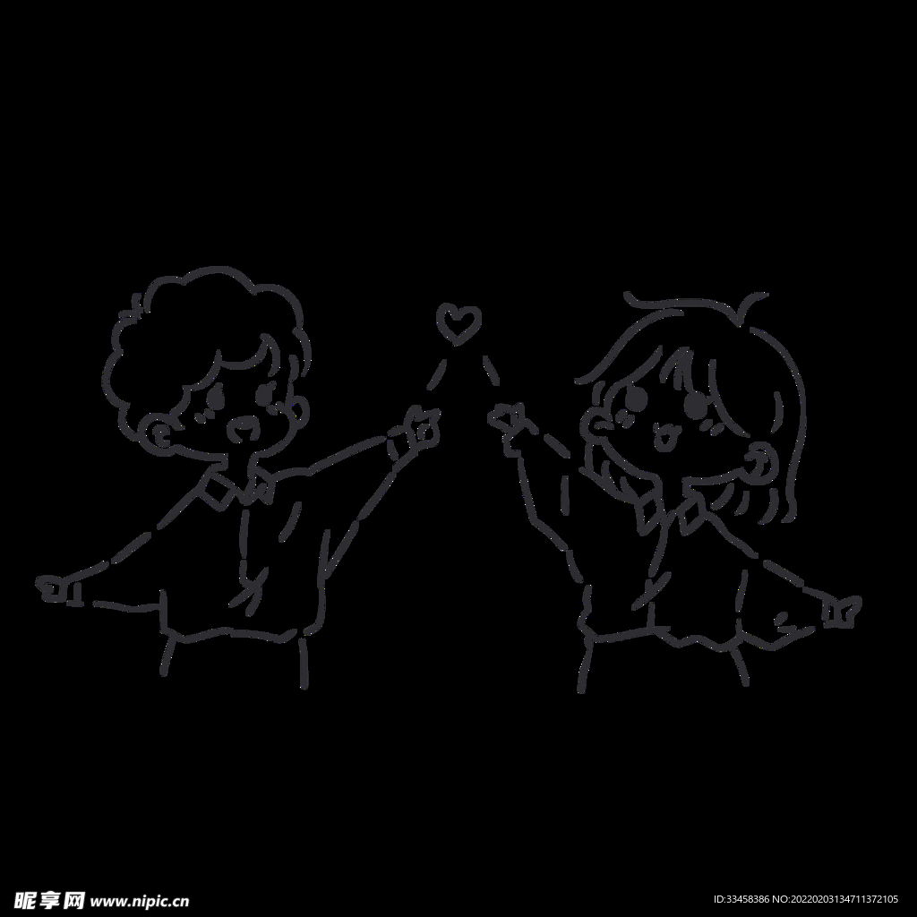 情人节线描情侣线条
